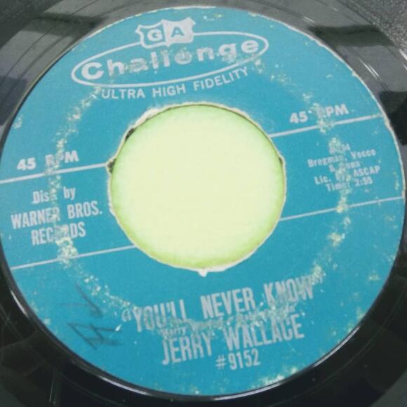Jerry Wallace - You'll Never Know - Here I Go 9152 Challenge 45rpm Vinyl Record - Picture 1 of 8
